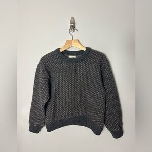 Vintage LL Bean Wool Blend Crewneck Gray Neutral Sweater Chunky Knit *H